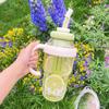 High-color Value with Handle Large-capacity Water Cup Portable Straw Cup Tea Tea Warehouse Plastic Cup Students Office Water Bottle
