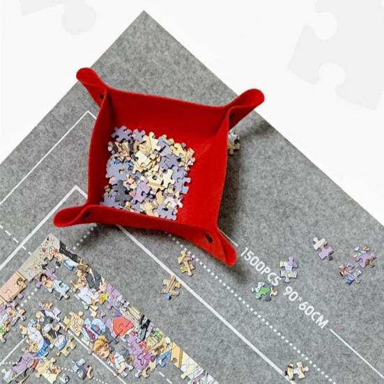 Jigsaw Puzzle Roll Mat Large Capacity Foldable Design Wear Resistant Puzzle Saver Jigsaw Puzzle Mat with Fixing Strap Set