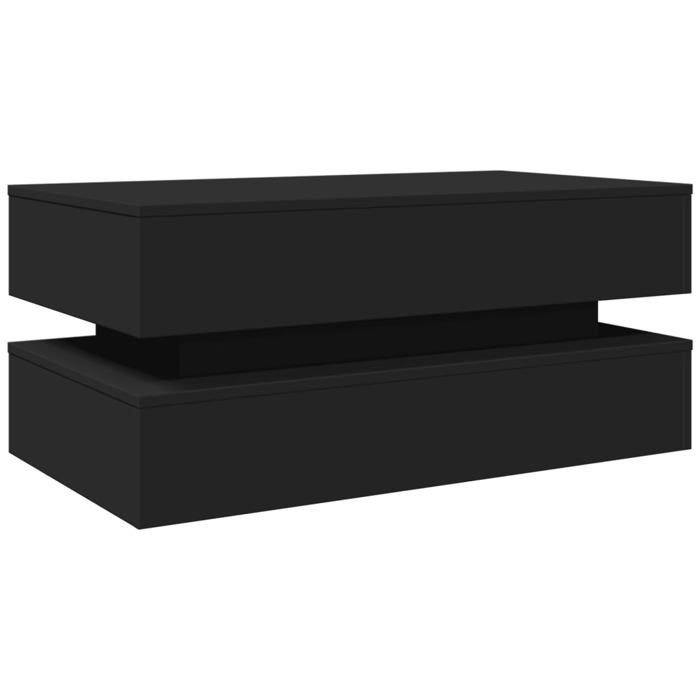 VidaXL Coffee Table with LED Lights, Side Table, End Table, Living Room Furniture, Modern, Black Wood 839862