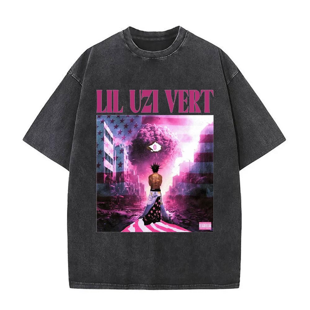 Washed Rapper Lil Uzi Vert Vintage Graphic T Shirts Men Women Hip Hop Short Sleeve Oversized Streetwear Fashion Tshirts Unisex