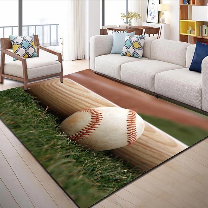 Modern Baseball Field Pattern Area Rugs Green Carpet Suitable for Living Room Kitchen Bedroom Laundry Room,Home Decorations
