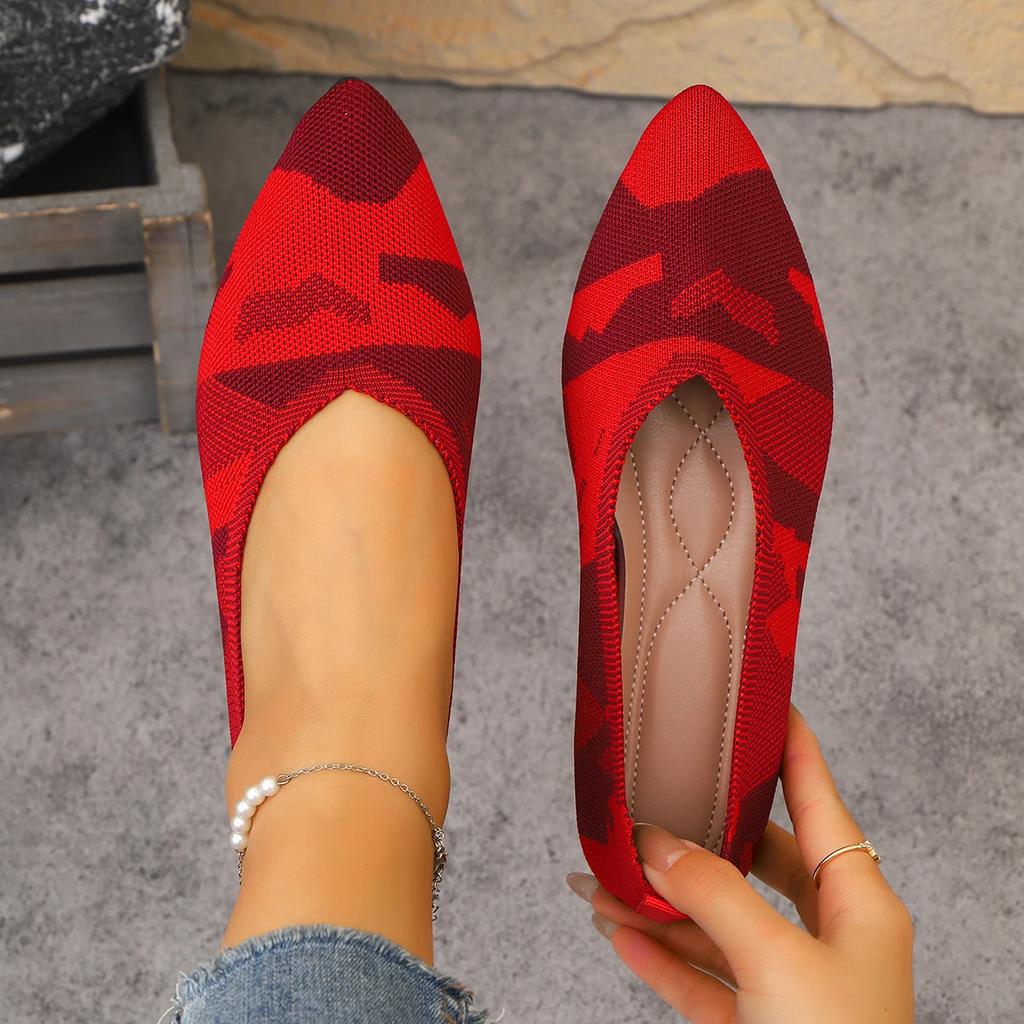 Fashion Women Flats Fashion Leisure Sneakers Women Spring Autumn Flat Shoes Pointed Knitting Elastic Loafers Comfortable Boutique Shoes