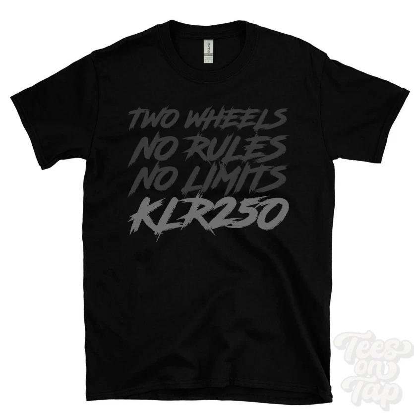 KLR250 motorcycle t-shirt, two wheels no rules graphic shirt, biker riding top M