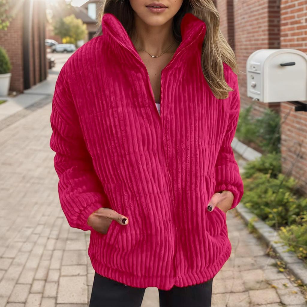 Women's Loose Comfortable Casual Fashion V-Neck Solid Color Long Sleeve Coat