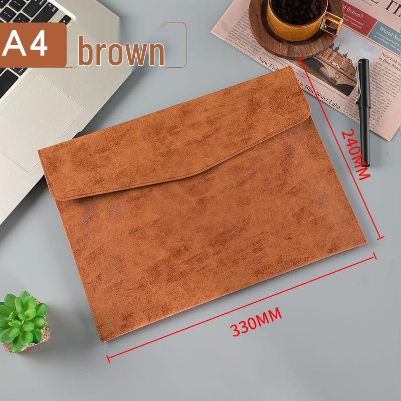 Waterproof A4 Leather Document Bag with Snap Button - Business Office Storage Folder with Custom Logo