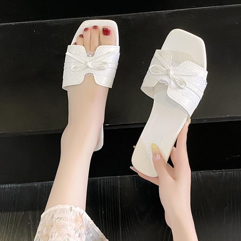 Fashion Women'S Shoes Summer Beach Slippers Flowers High Heeled Sandals for Women Non Slip Flip Flops for Women Indoor Shoes 2025