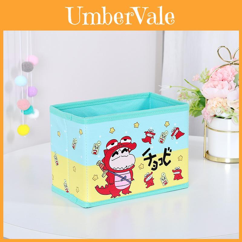 Niedlicher Pyjama Crayon Shin Chan Shiro Gestreiftes Muster Faltbare Desktop-Aufbewahrungsbox für Schreibtisch und Make-up-Zubehör