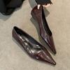Pointed high-end sense shallow mouth single shoes women's French temperament one-pedal flat shoes work occupation commuter work shoes