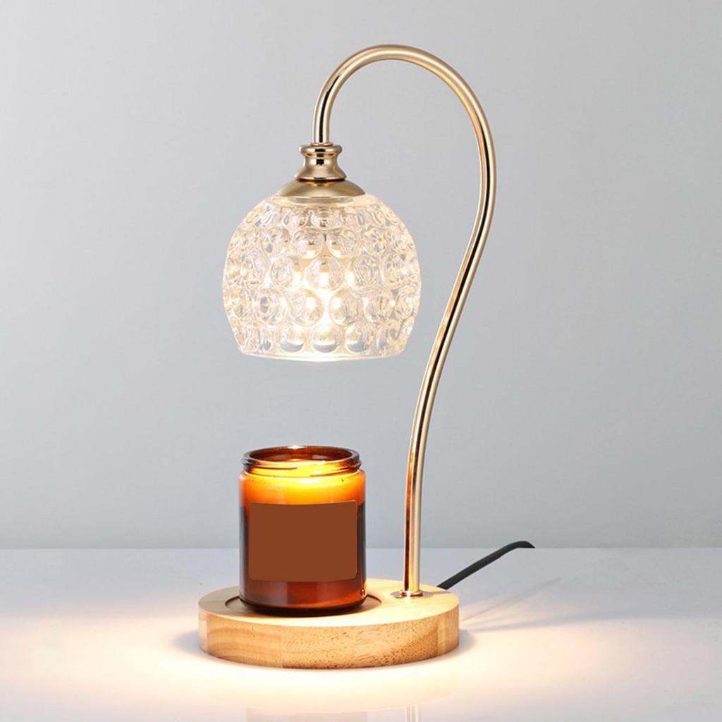 Modern Wax Melt Candle Warmer Lamp Crystal Lampshade Table Light EU Plug Wood Base
