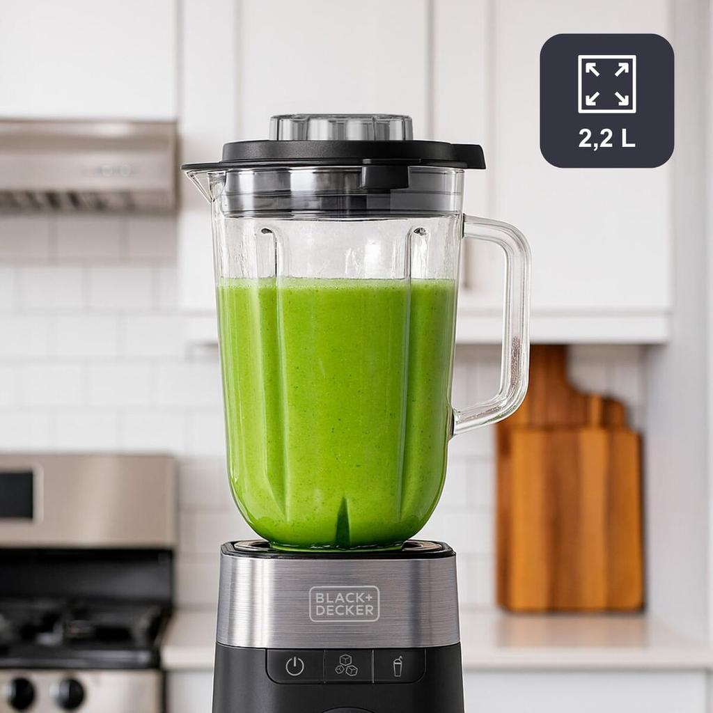 Black+Decker BXJB1201E Blender 2200W 2.2L Glass Jar Black
