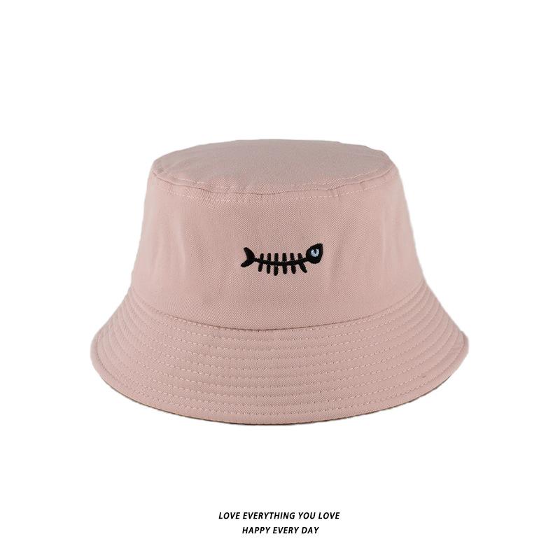 Bucket Hats Men And Women Skull Embroidered Fisherman Hat, Single-Sided Black Street Fashion Foldable Sunhat
