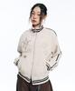 EASY NO EASY Embroidered Track Zip-Up Knit - Ivory