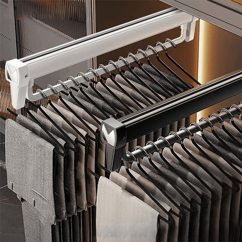 Heavy Duty Pull-out Pants Rack Hanging Clothes Storage Rod Wardrobe Organizer  Wardrobe