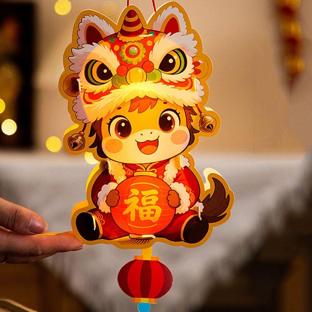 Traditional 2026 Horse Year Lantern Cartoon Handheld Luminous Lantern  Children Activity