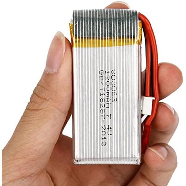 Juego de 2 Baterías LiPo 7.4V 1200mAh | Compatible con Dron RC MJX X101 | Recargable Alta Capacidad | Plata | 68x30x18mm | 64.5g