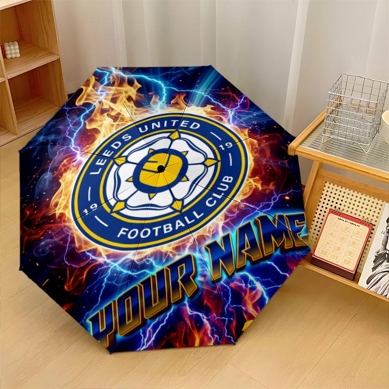 Leeds United Automatic 3‑Fold Umbrella 8‑Rib Windproof Folding Umbrella Sun Rain Protection For Outdoor Travel Daily Use
