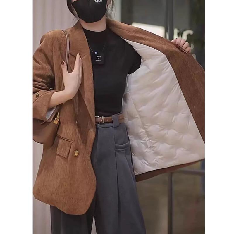 Пуховая подкладка повседневная куртка женская зимняя новая пуховая куртка корейский стиль свободный костюм S