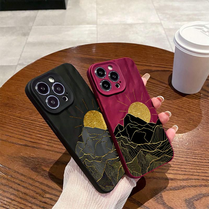 Surface Wrinkles and Unevenness Mobile Phone Shell Sunrise Printed Protective Matte TPU Cover Soft Silicone Case