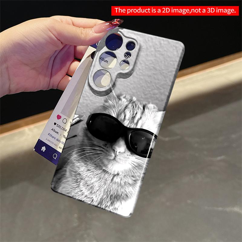 2DFlat Samsung phone case Sunglasses Cat Black & White Phone Case Applicable to Galaxy S22 S23 S24 S25ULTRA S26 A12 A13 A14 A15 A16
