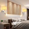 LED Wall Lamp Round Fabric Lampshade with 3W 360° Rotation Spotlight Reading Light  Modern Wall Sconce for Bedroom Bedside Hotel