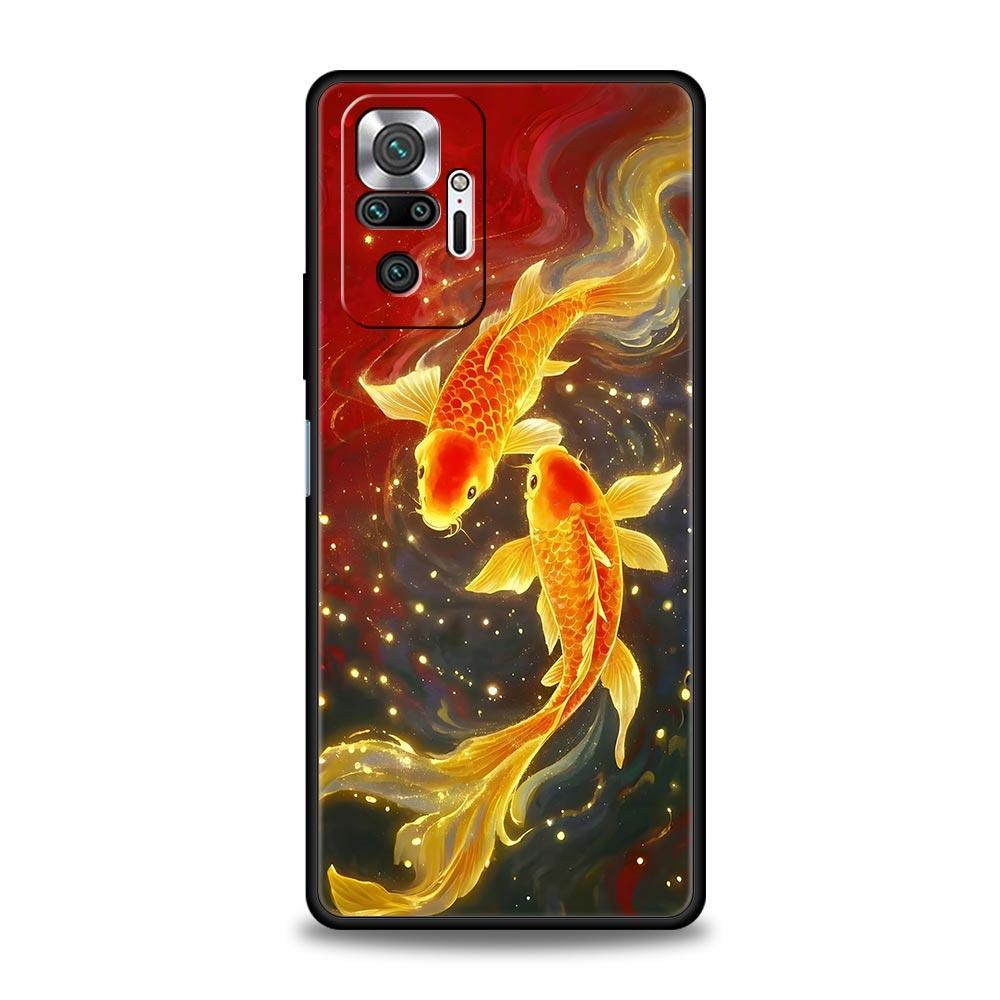 Goldfish Swimming Phone Case Cover for Redmi 14C 10C Note 15 14 13 12 10 11 K40 Pro Plus 5G Shockproof Soft TPU Shell Funda Bag