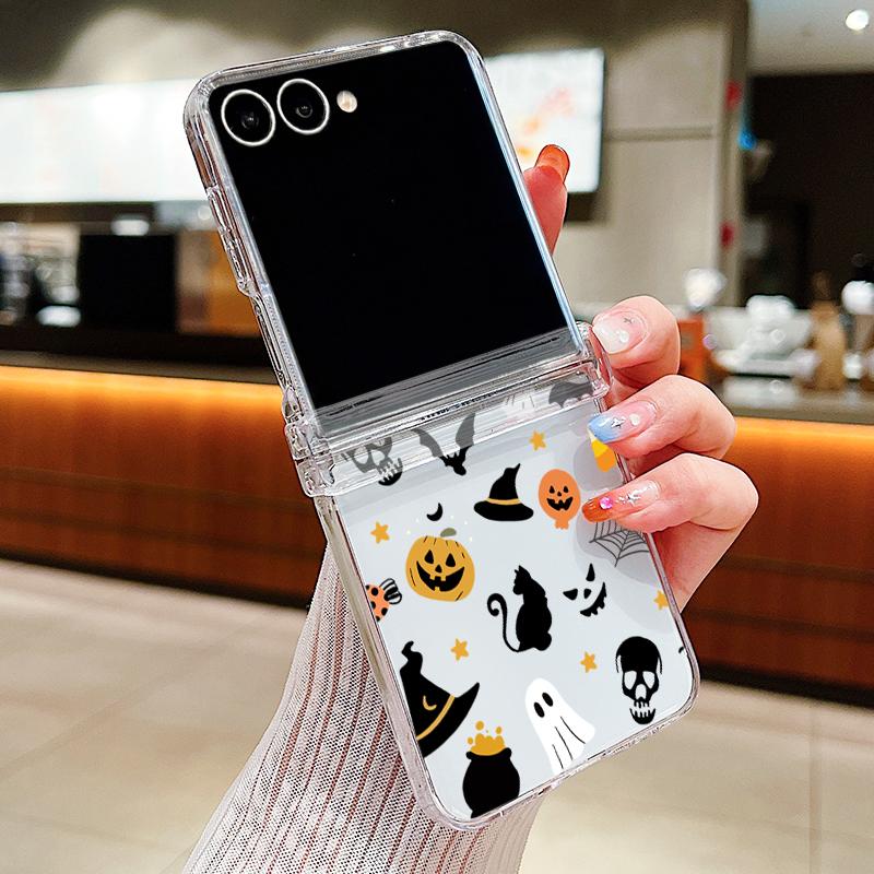 Halloween Ghost Pumpkin Case For Samsung Z Fold 8 Ultra 7 6 5 4 Clear PC Slim Hard Folding Phone Cover For Galaxy Z Fold8 Fold7 Fold6 Fold5