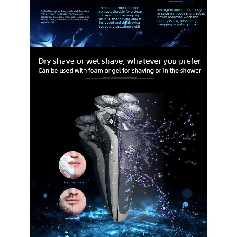 Electric Shaver with Rechargeable Feature, Fully Washable, Intelligent Digital Display, Multi-purpose Beard Trimmer