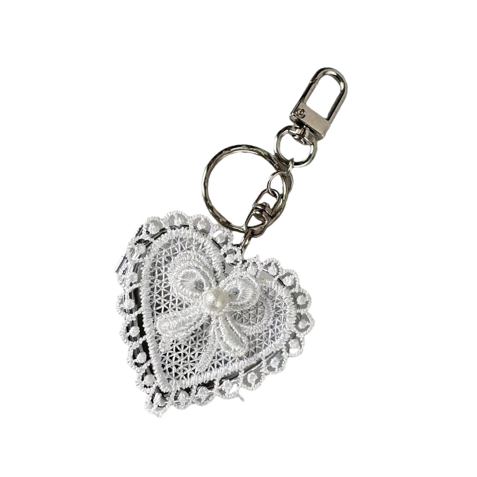 

Элегантный кружевной бантик, зеркальная подвеска, женственный кружевной бантик в форме сердца, стеклянный зеркальный шарм, подвесной аксессуар для ежедневного использования