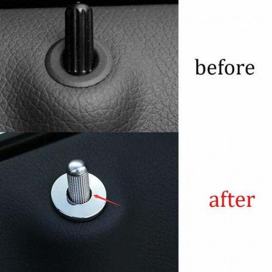 Silver Aluminum Inner Door Lock Down Bolt Ring Trim For Benz C-Class W205 15-21