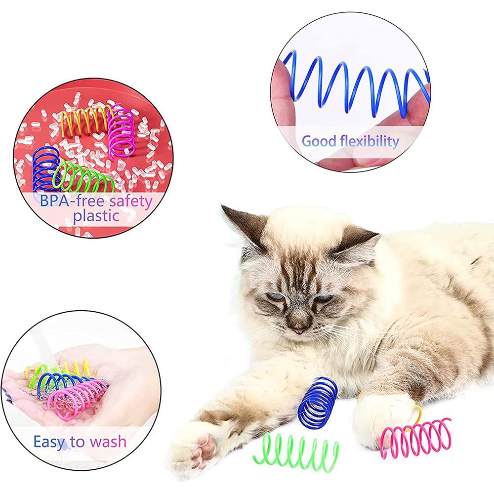 Cat Spring Toy Plastic Reusable Interactive Cat Toys To Kill Time and Keep Fit
