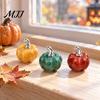Versatile Seasonal Accents Natural Crystal Pumpkin Pendant, Mini Carved Stone Charm with Window Display Ornaments Metal Hook, Halloween Micro
