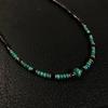 Used Turquoise Turquoise Natural Stone Tibetan Necklace Indian Jewelry Zuni Navajo Karen Santo Domingo Tribe Silver 925 Sterling