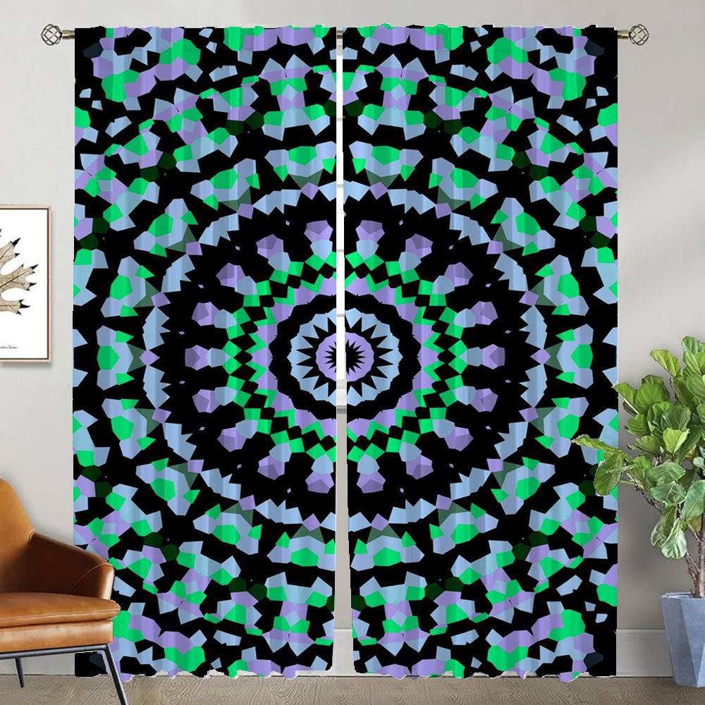Blackout Curtain for Room 2 Panel Trippy Vibrant Mandalas Elegant Room Curtains Home Interior Curtains Partition Shades Living