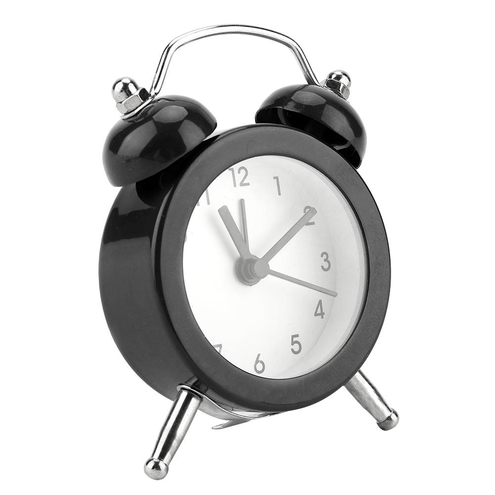 3Inch Portable Fashion Mini Metal Digital Alarm Clock with Battery Exquisite for Student Black