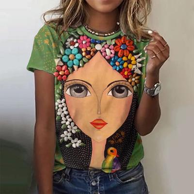 3d Funny Women T-Shirts Summer Fashion Top For Girls Face Paint Harajuku Colorful Beautiful Short Sleeve Tees Oversized Clothing