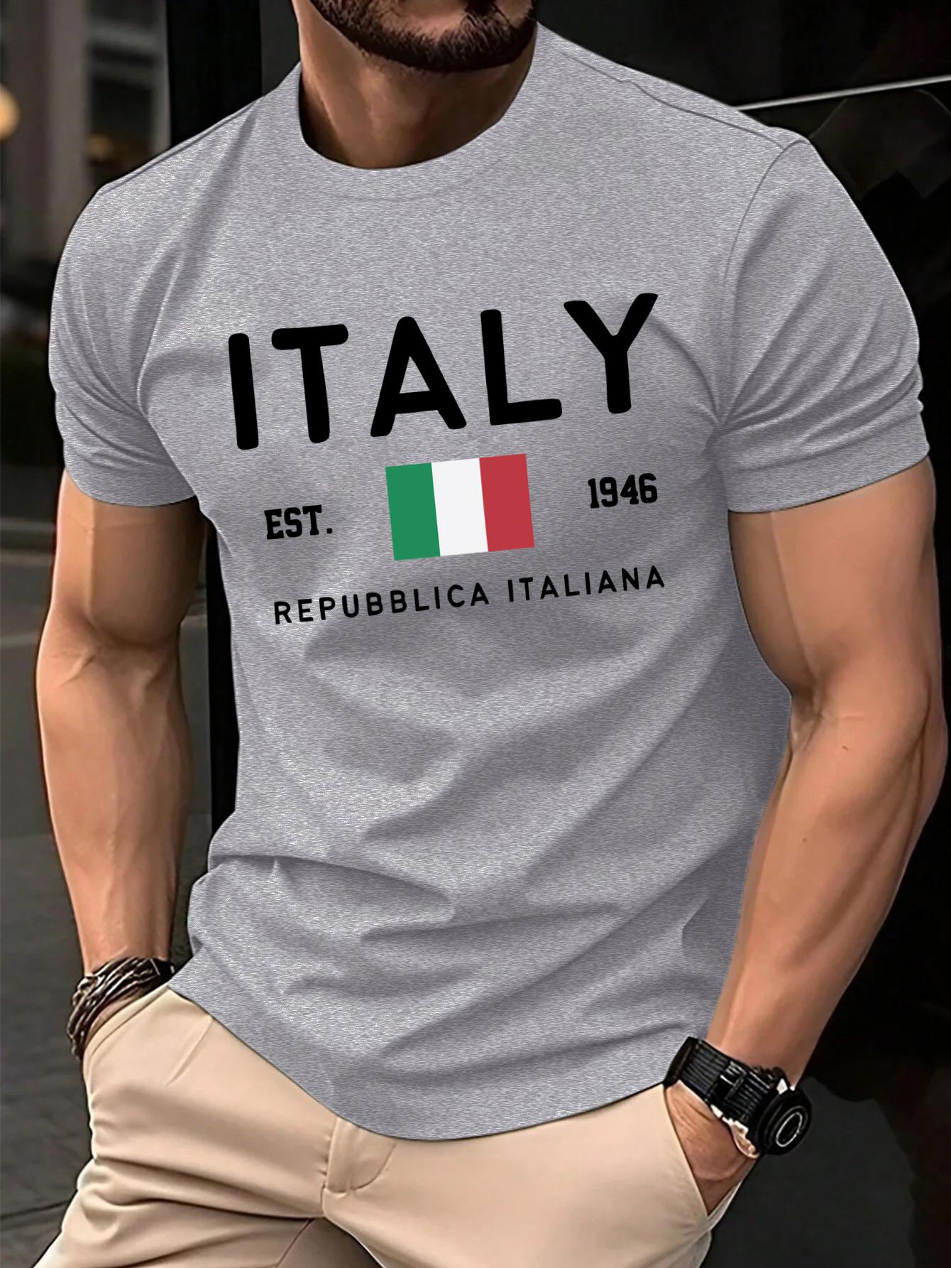 

Италия Repubblica Italiana Печатные Футболки Мужская Мода Футболка с О-образным Вырезом Хлопок Свободная Одежда Мужская Универсальная Повседневная Уличная Одежда S
