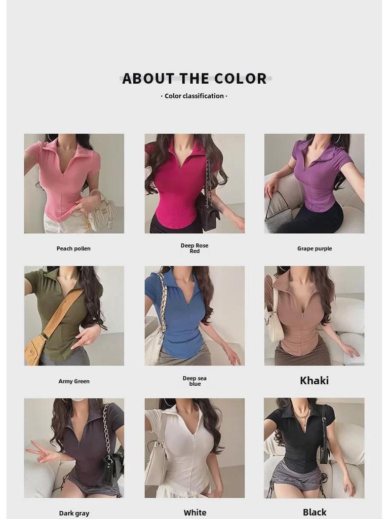 Women’s 2024 Summer Slim-Fit Zipper Polo Top