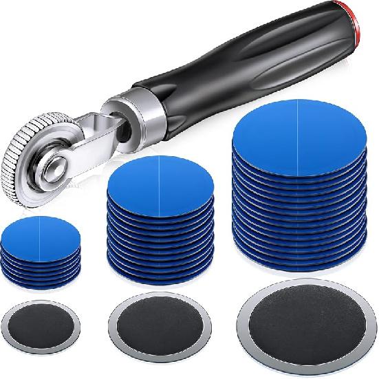 Zhengmy 60 Pieces Tire Patches 32 Mm, 42Mm, 58 Mm Tire Repair Unit With Patch Roller Tube Patch Auto Repair Stitcher Tool For Car Truck Motorcycle