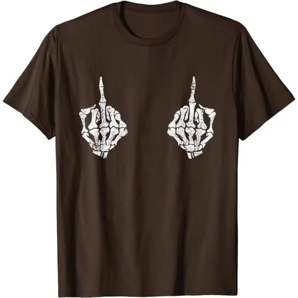 Skeleton Hands on Boobs Funny Spooky Halloween Costume T-Shirt