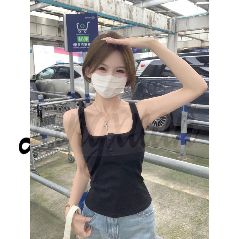 Summer Korean Style Slim Fit Square Neck Cotton Vest Top