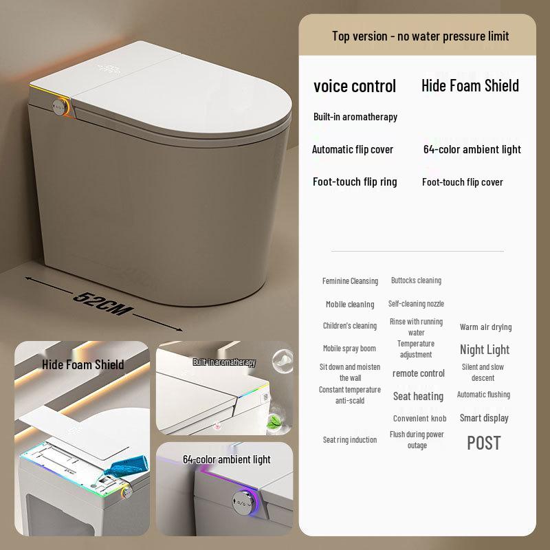 52cm Compact Waterless Smart Toilet with Built-in Foam Shield & Automatic Sterilization