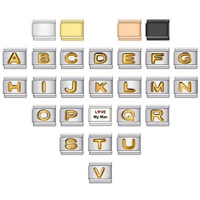 Neue Mode 26 Buchstaben AZ Italienische Charm-Links für 9mm-Armbänder aus Edelstahl zum Selbermachen, Mode, Damenarmband, Schmuckherstellung