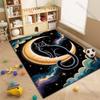 Multiple sizes Black cat on crescent moon Print Carpet Rug for Living Room Bedroom Sofa Doormat Home Decor Non-slip Floor Mat