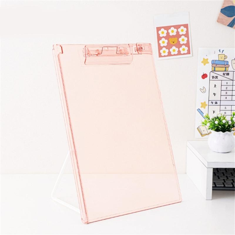 Acrylic Clipboard with Measuring Scale and Pen Clip 12.8x9In Standing Desk Clipboard Conference Writing Board for Office