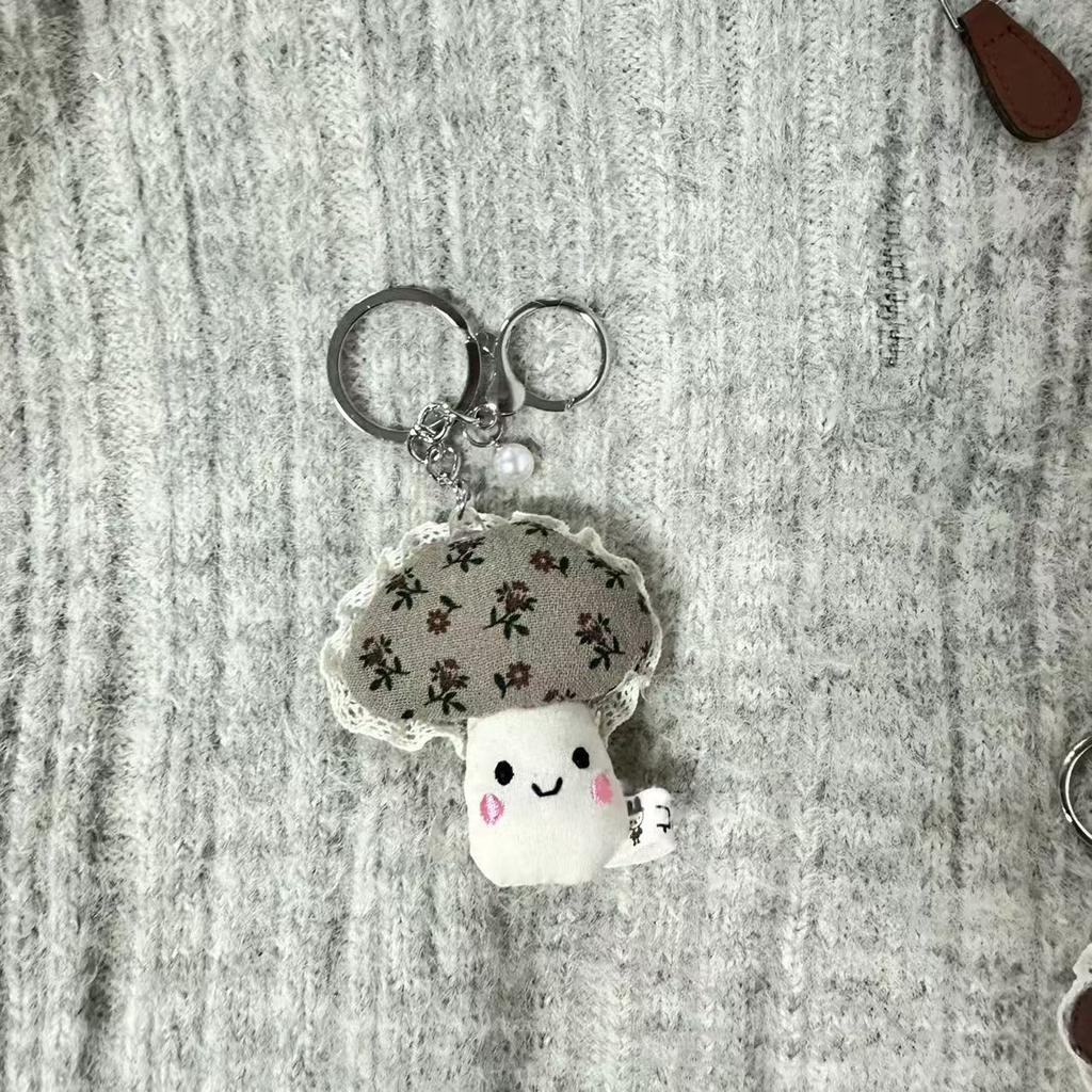 Lightweight Fabric Floral Mushroom Key Clip Keychain Pendant for Easy Carry Key Holder Bag Charm Decorative Item