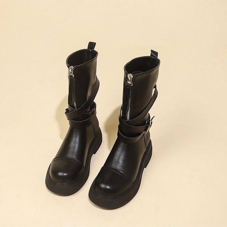 

Maillard boots women s medium tube platform Martin boots 2025 new spring and autumn short boots western retro fashion boots 35