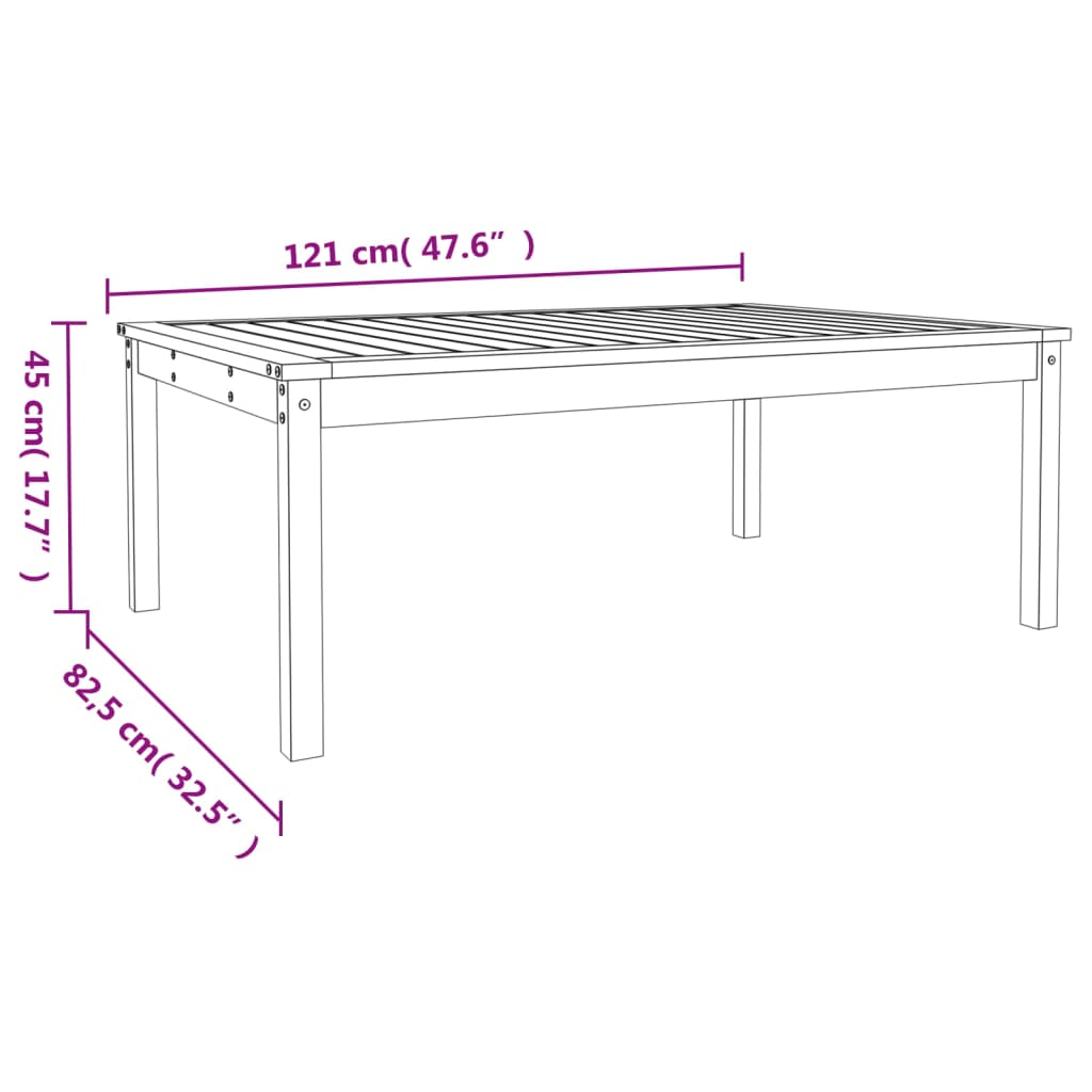 Vidaxl Garden Table, 121X82.5X45 Cm, Solid Pine Wood