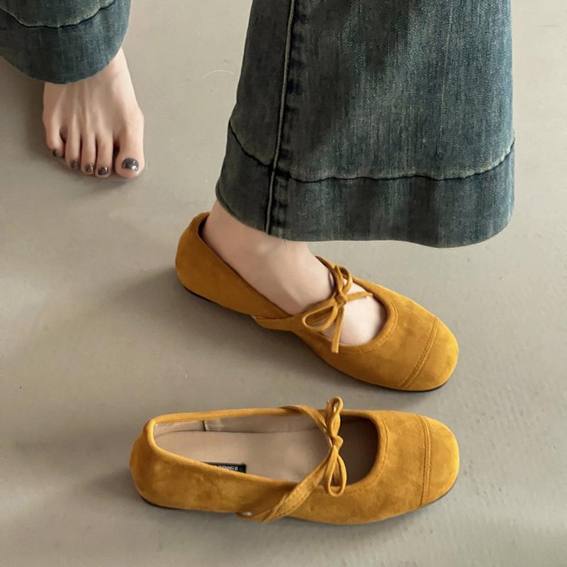 French ballet style light mouth bow girls flat shoes autumn one word comfortable buckle versatile Mary Jane single shoes