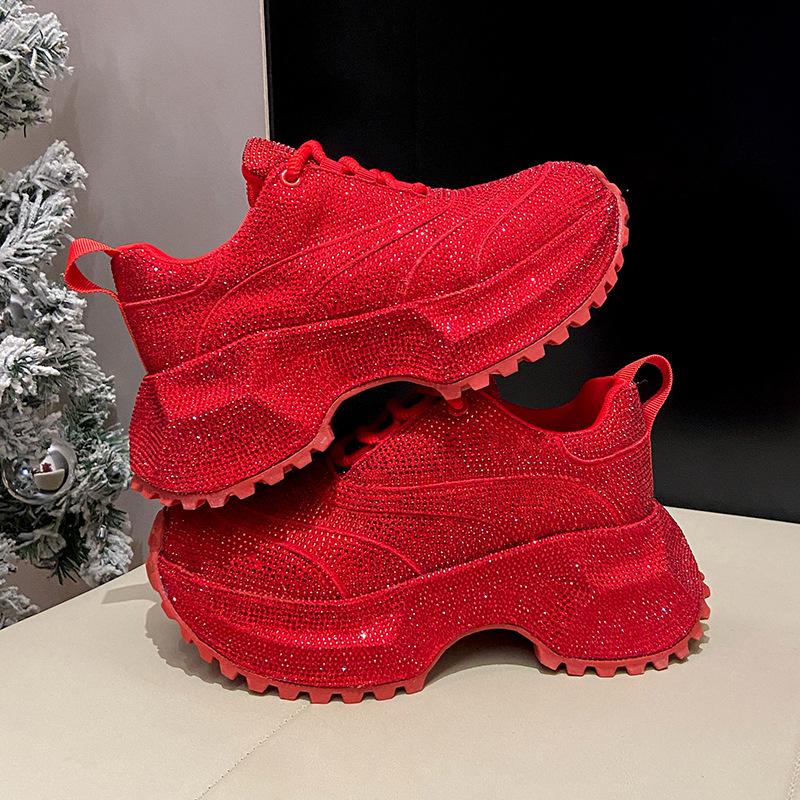 Full Diamond Daddy Shoes Women's Platform Tide Versatile Casual Sports Shoes