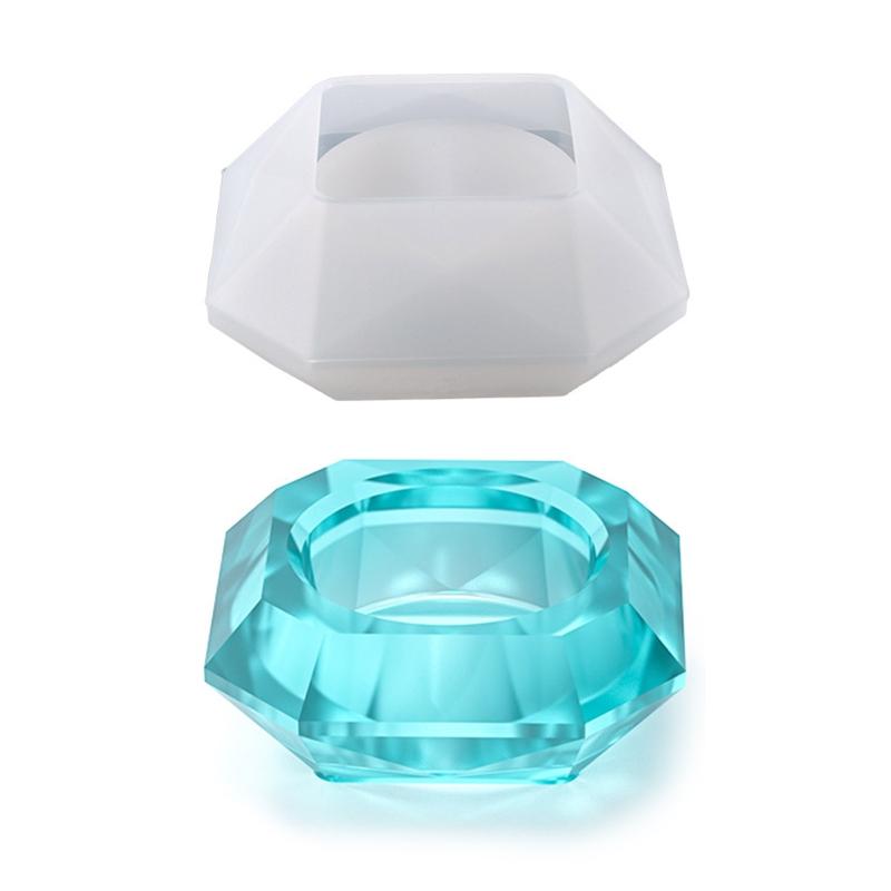 Tealight Candle Holder Resin Molds,Silicone Diamond Candlestick Molds for Epoxy Resin Casting,Wedding Home Decoration